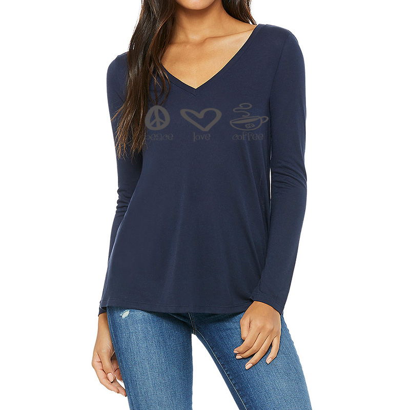 Bella Canvas Women S Flowy Long Sleeve V Neck Tee Show Your Logo