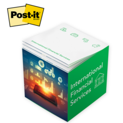 Post-it® Custom Printed Notes Cube – 3-3/8″ - Post-it Custom Printed Notes Cube 8211 3-3-8in 8211 full color sides one color sheets