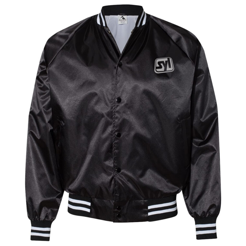 Augusta Sportswear Satin Baseball Jacket with Striped Trim - 58562_f_fl