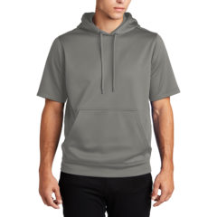 Sport-Tek® Sport-Wick® Fleece Short Sleeve Hooded Pullover - 10087-DarkSmokeGry-1-ST251DarkSmokeGryModelFront-1200W