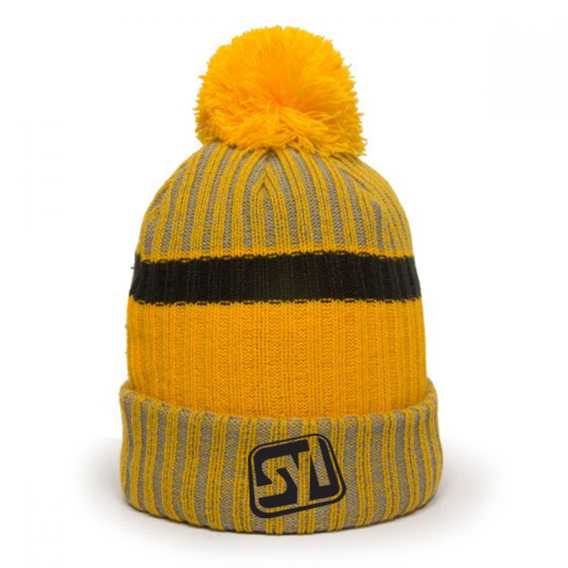 Ribbed Knit Beanie with Pom - Show Your Logo