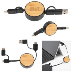 Bamboo Retractable 3-in-1 Charging Cable - 25211_group