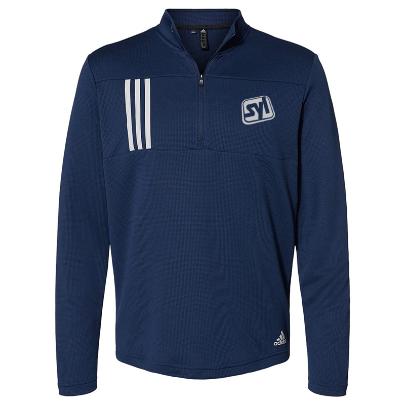 Adidas 3 Stripes Double Knit Quarter Zip Pullover Show Your Logo