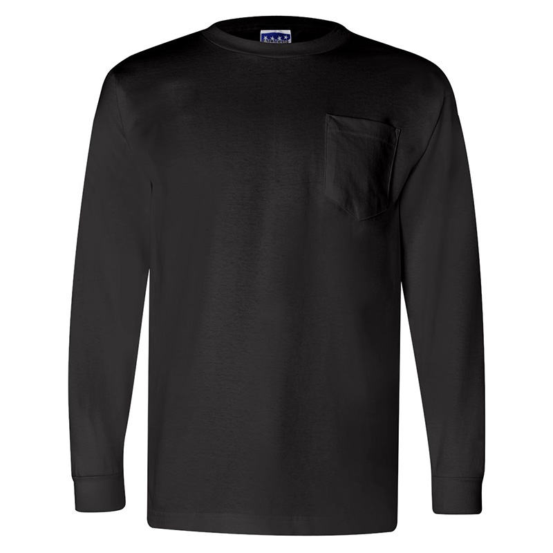 Bayside USA Made Long Sleeve T-Shirt with Pocket - Show Your Logo