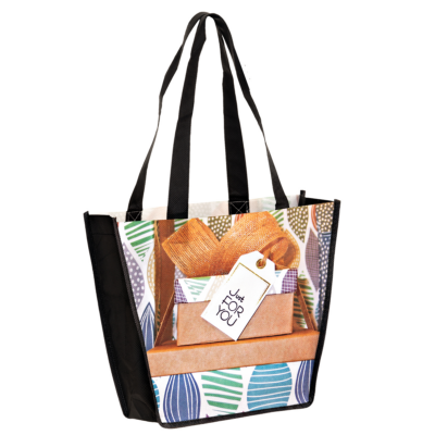 PET Non-Woven Sublimated Trapezoid Tote Bag