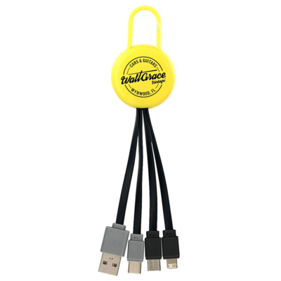 Colorful Clip Dual Input 3-in-1 Charging Cable 8211 Yellow