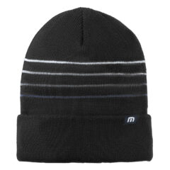 TravisMathew Striped Cuffed Beanie - 28083-Black-1-TM1MY393BlackCapFront-1200W