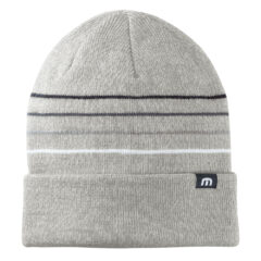 TravisMathew Striped Cuffed Beanie - 28083-LtGreyHt-1-TM1MY393LtGreyHtCapFront-1200W