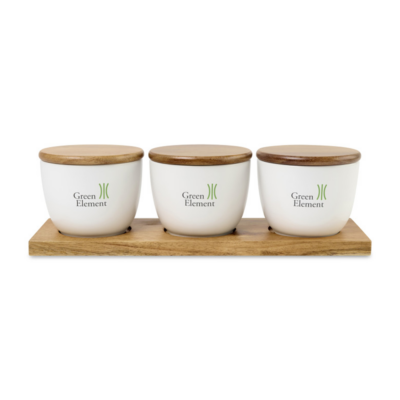 La Cuisine Appetizer Trio TrayAcaciaWood-White