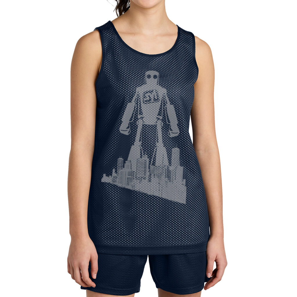 Sport-Tek® Youth PosiCharge® Reversible Mesh Tank - 1200W-46785-TrNvWhite-0-YST5000TrNvWhiteModelFront