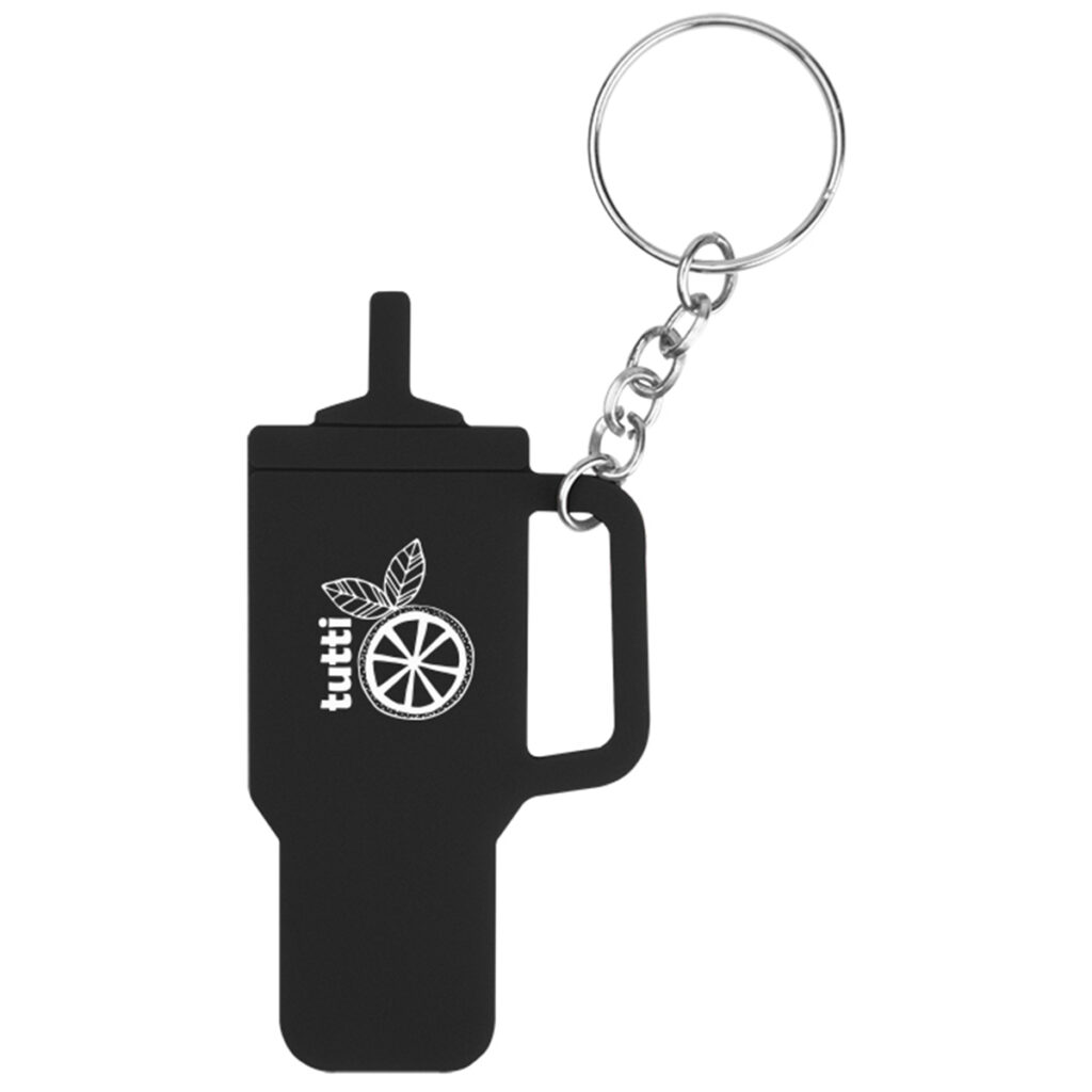 Intrepid Tumbler-Shaped Silicone Key Ring - 20106_BLK_Padprint