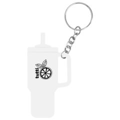 Intrepid Tumbler-Shaped Silicone Key Ring - 20106_WHT_Padprint