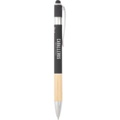 Bamboo and Recycled Aluminum Soft Touch Ballpoint Stylus - SM-5207BK_D_FR