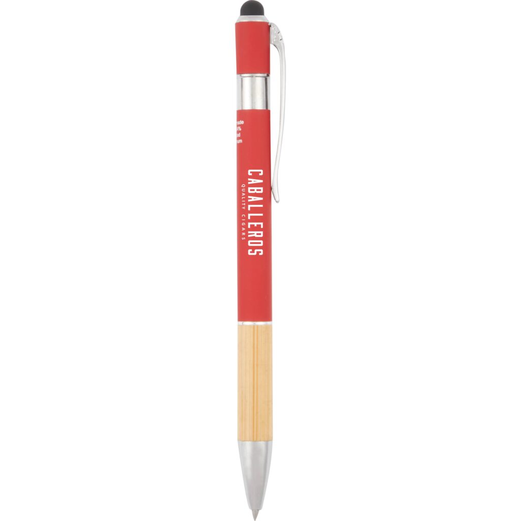 Bamboo and Recycled Aluminum Soft Touch Ballpoint Stylus - SM-5207RD_D_FR