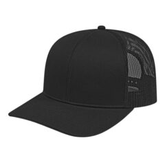 Cap America Poly/Cotton Trucker Mesh Back Cap - SM-8403BK-blank-black-FR