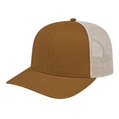 Cap America Poly/Cotton Trucker Mesh Back Cap - SM-8403CBS-blank-carmel-stone-FR