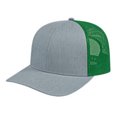 Cap America Poly/Cotton Trucker Mesh Back Cap - SM-8403HKG-blank-heather-kelly-green-FR