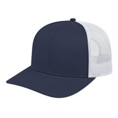 Cap America Poly/Cotton Trucker Mesh Back Cap - SM-8403NYWP-blank-navy-white-FR