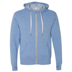 Independent Trading Co. Heathered French Terry Full-Zip Hooded Sweatshirt - blue